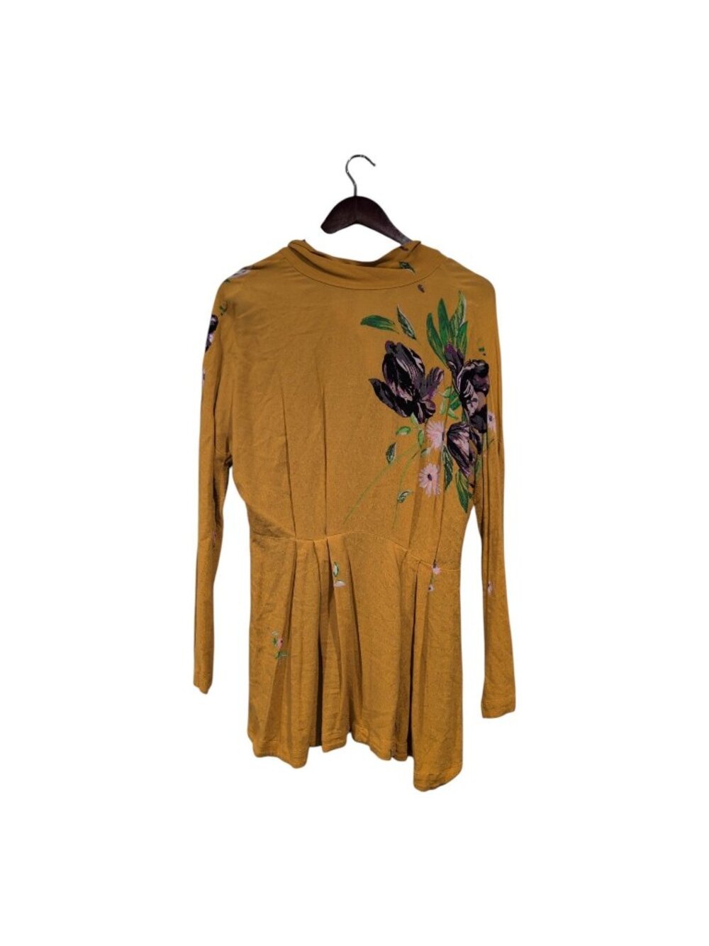Free People Gemma Tunic Dress Mini Yellow Floral Open Back Tie Women's Size XS